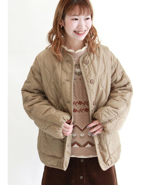 ehka sopo（エヘカソポ）の「ひょうたんキルトジャケット（テーラードジャケット・レディース・カーキ/キナリ/ベージュ・ﾌﾘ-）」の3枚目の写真