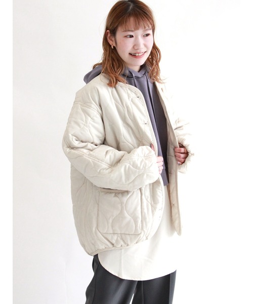 ehka sopo（エヘカソポ）の「ひょうたんキルトジャケット（テーラードジャケット・レディース・カーキ/キナリ/ベージュ・ﾌﾘ-）」の8枚目の写真