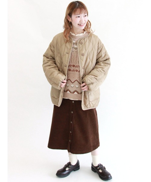 ehka sopo（エヘカソポ）の「ひょうたんキルトジャケット（テーラードジャケット・レディース・カーキ/キナリ/ベージュ・ﾌﾘ-）」の13枚目の写真