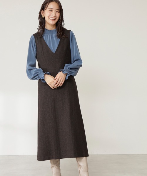 N.（N. Natural Beauty Basic）（エヌエヌナチュラルビューティーベーシック）の「◆２トーンツイードジャンパースカート（ジャンパースカート・レディース・グレー/ダークブラウン/ダークグレー・MEDIUM）」の3枚目の写真