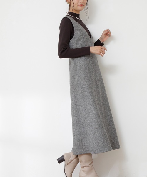 N.（N. Natural Beauty Basic）（エヌエヌナチュラルビューティーベーシック）の「◆２トーンツイードジャンパースカート（ジャンパースカート・レディース・グレー/ダークブラウン/ダークグレー・MEDIUM）」の8枚目の写真