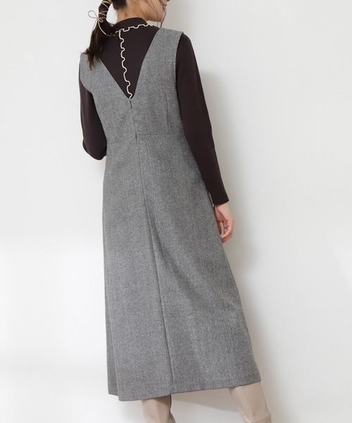 N.（N. Natural Beauty Basic）（エヌエヌナチュラルビューティーベーシック）の「◆２トーンツイードジャンパースカート（ジャンパースカート・レディース・グレー/ダークブラウン/ダークグレー・MEDIUM）」の9枚目の写真