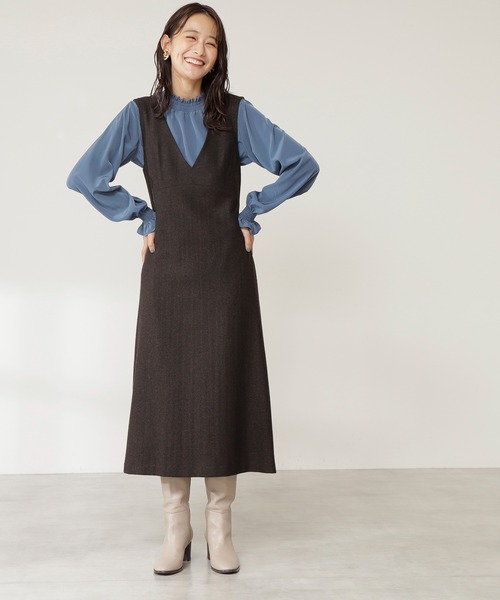 N.（N. Natural Beauty Basic）（エヌエヌナチュラルビューティーベーシック）の「◆２トーンツイードジャンパースカート（ジャンパースカート・レディース・グレー/ダークブラウン/ダークグレー・MEDIUM）」の6枚目の写真