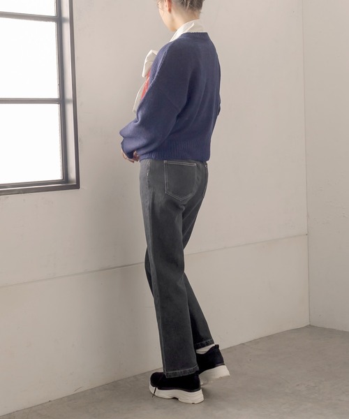 OLIVE des OLIVE(オリーブデオリーブ)の「Olive basic フレアパンツ(デニムパンツ・レディース・ワンウォッシュ/ブラック・FREE)」の12枚目の写真