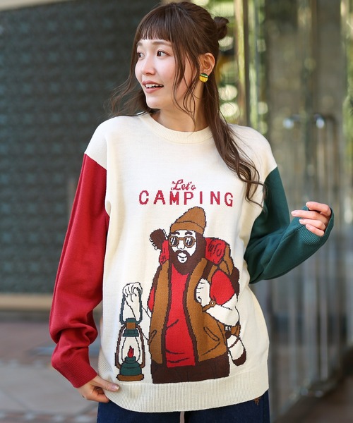 チチカカ(チチカカ)の「【ユニセックス】おじさんニットプルオーバー(ニット/セーター・メンズ・アイボリー/カラフル・MEDIUM/LARGE)」の2枚目の写真