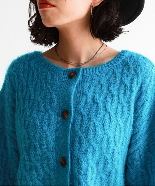 feepur（フェピュール）の「《ウォッシャブル》ネコヤーンケーブル2wayニットカーディガン（カーディガン/ボレロ・レディース・オフホワイト/ブラック/ブラウン/オリーブ/ブルー/オレンジ・MEDIUM）」の18枚目の写真