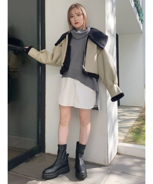 MURUA（ムルーア）の「オフタートルレイヤードシャツワンピース（ワンピース・レディース・アイボリー/ブラック/ライトブルー/モカ・1/2）」の10枚目の写真