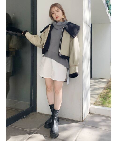 MURUA（ムルーア）の「オフタートルレイヤードシャツワンピース（ワンピース・レディース・アイボリー/ブラック/ライトブルー/モカ・1/2）」の8枚目の写真