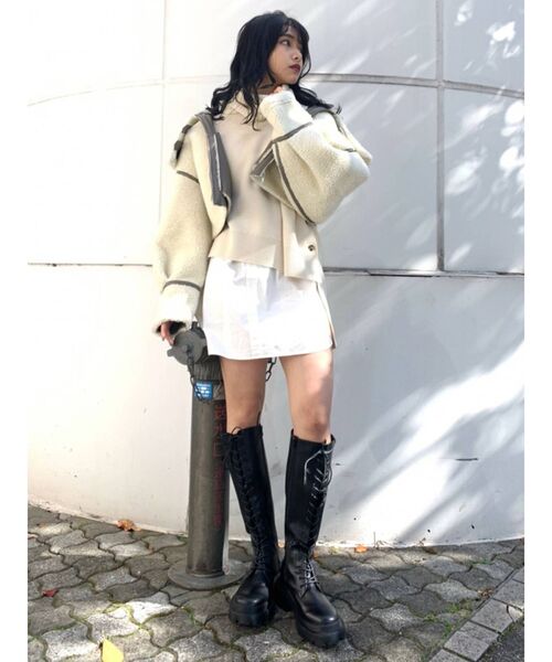 MURUA（ムルーア）の「オフタートルレイヤードシャツワンピース（ワンピース・レディース・アイボリー/ブラック/ライトブルー/モカ・1/2）」の6枚目の写真