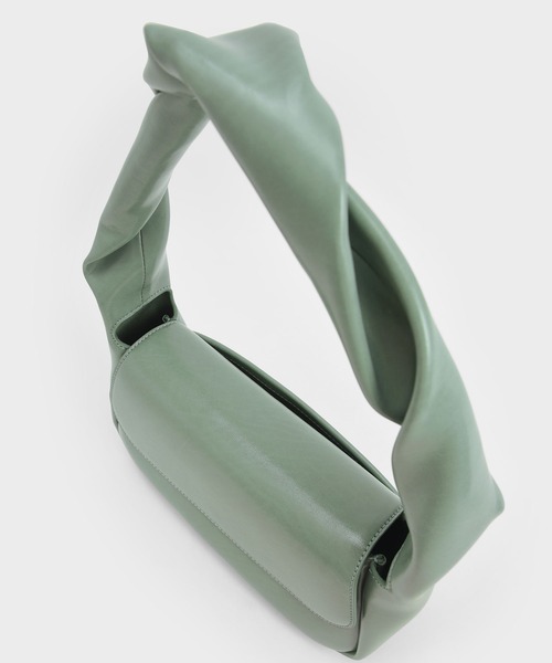 CHARLES & KEITH（チャールズ & キース）の「ルーシュドハンドル ショルダーバッグ / Ruched Handle Shoulder Bag（ショルダーバッグ・レディース・セージグリーン/ダークウッド/イエロー系その他2・M）」の12枚目の写真