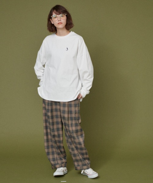 idem（イデム）の「loose tuck check pants/チェックワイドパンツ（その他パンツ・レディース・ブラウン/グレー・FREE/SMALL）」の6枚目の写真