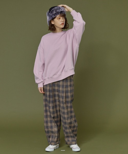 idem（イデム）の「loose tuck check pants/チェックワイドパンツ（その他パンツ・レディース・ブラウン/グレー・FREE/SMALL）」の19枚目の写真