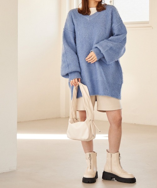 m　+ラベンダーm Heather（ヘザー）の「センターZIPブーツ 259474（ブーツ）」 - WEAR