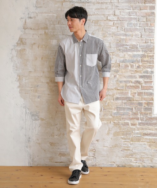 UNION STATION（ユニオンステーション）の「ブロードマテリアル 七分丈マルチテキスタイルパターンシャツ（シャツ/ブラウス・メンズ・ブラック系その他/ブルー系その他/ベージュ系その他・LL/M/L）」の19枚目の写真