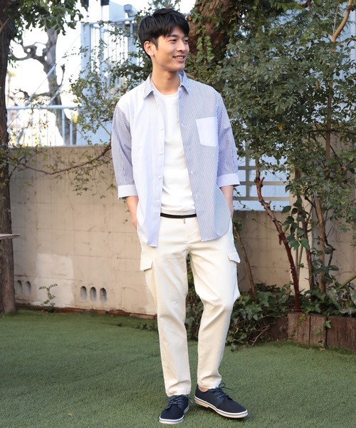 UNION STATION（ユニオンステーション）の「ブロードマテリアル 七分丈マルチテキスタイルパターンシャツ（シャツ/ブラウス・メンズ・ブラック系その他/ブルー系その他/ベージュ系その他・LL/M/L）」の8枚目の写真