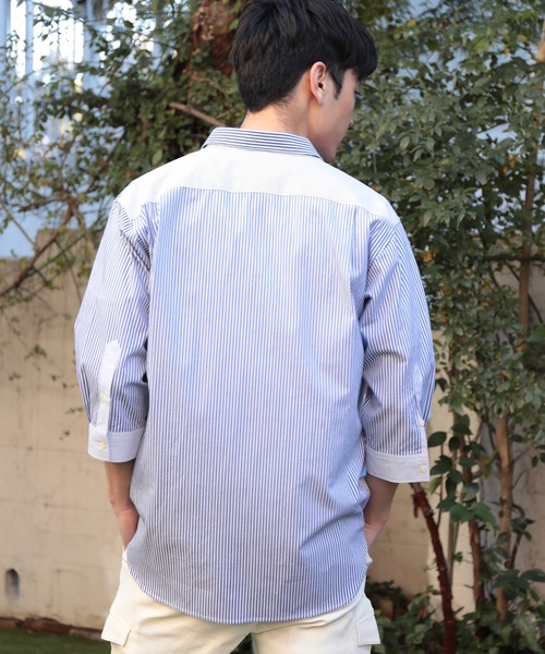 UNION STATION（ユニオンステーション）の「ブロードマテリアル 七分丈マルチテキスタイルパターンシャツ（シャツ/ブラウス・メンズ・ブラック系その他/ブルー系その他/ベージュ系その他・LL/M/L）」の6枚目の写真