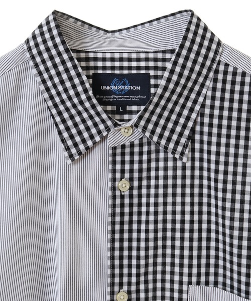 UNION STATION（ユニオンステーション）の「ブロードマテリアル 七分丈マルチテキスタイルパターンシャツ（シャツ/ブラウス・メンズ・ブラック系その他/ブルー系その他/ベージュ系その他・LL/M/L）」の11枚目の写真