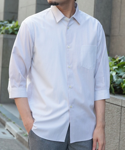 UNION STATION（ユニオンステーション）の「ブロードマテリアル 七分丈マルチテキスタイルパターンシャツ（シャツ/ブラウス・メンズ・ブラック系その他/ブルー系その他/ベージュ系その他・LL/M/L）」の20枚目の写真