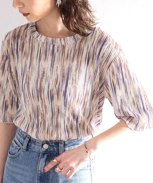 classicalelf(クラシカルエルフ)の「プリーツLOVER。メロープリーツ5分袖トップス(Tシャツ/カットソー・レディース・ライトグリーン/ライトグレー/アイボリー/グレー/グリーン系その他/グレイッシュベージュ/オレンジ系その他/その他1/ピンクベージュ/ブラック/モカ・X-LARGE/MEDIUM/LARGE/SMALL)」の10枚目の写真