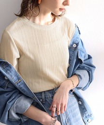 プリーツLOVER。メロープリーツ5分袖トップス