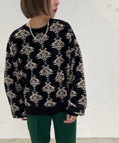 apres jour mignon(アプレジュールミニョン)の「ダマスク柄ニット【ZOZOTOWN限定アイテム】(ニット/セーター・レディース・ブラック/モカ/杢グレー・X-LARGE/フリー)」の21枚目の写真