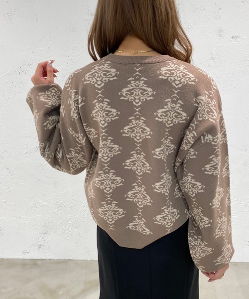 apres jour mignon(アプレジュールミニョン)の「ダマスク柄ニット【ZOZOTOWN限定アイテム】(ニット/セーター・レディース・ブラック/モカ/杢グレー・X-LARGE/フリー)」の11枚目の写真