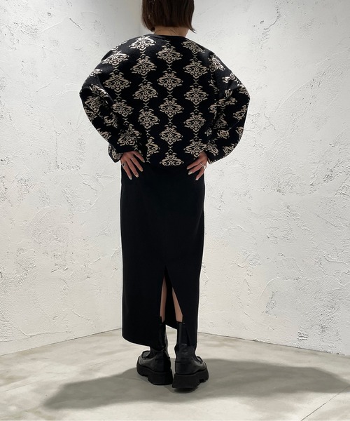 apres jour mignon(アプレジュールミニョン)の「ダマスク柄ニット【ZOZOTOWN限定アイテム】(ニット/セーター・レディース・ブラック/モカ/杢グレー・X-LARGE/フリー)」の9枚目の写真