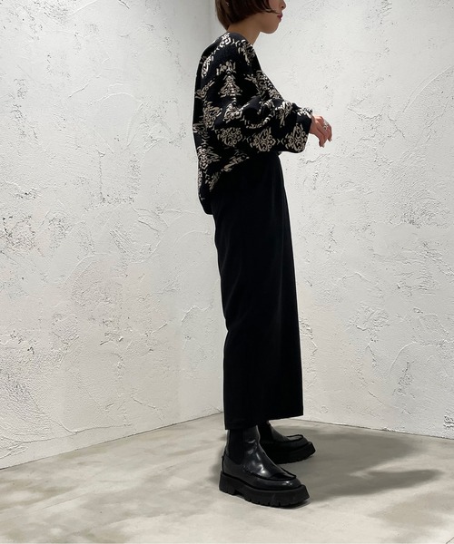 apres jour mignon(アプレジュールミニョン)の「ダマスク柄ニット【ZOZOTOWN限定アイテム】(ニット/セーター・レディース・ブラック/モカ/杢グレー・X-LARGE/フリー)」の8枚目の写真