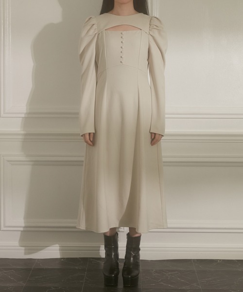 ANDGEEBEE（アンジービー）の「フロントオープンワンピ（ワンピース・レディース・ベージュ/ネイビー・MEDIUM）」の11枚目の写真