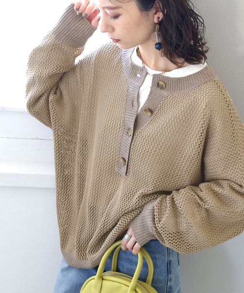 classicalelf（クラシカルエルフ）の「レイヤードを楽しむ。2way抜け感メッシュニット（ニット/セーター・レディース・ブラック/ベージュ/モカ/ライトベージュ・MEDIUM/LARGE/X-LARGE）」の11枚目の写真