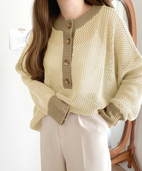 classicalelf（クラシカルエルフ）の「レイヤードを楽しむ。2way抜け感メッシュニット（ニット/セーター・レディース・ブラック/ベージュ/モカ/ライトベージュ・MEDIUM/LARGE/X-LARGE）」の14枚目の写真