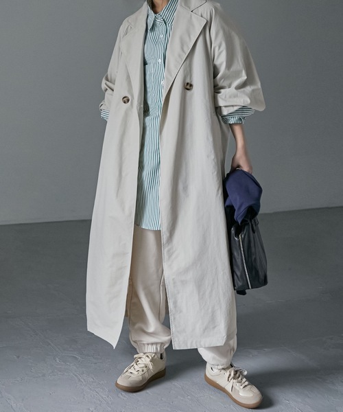 Fashion Letter(ファッションレター)の「ボリュームスリーブバックタックロングトレンチ(トレンチコート・レディース・ブラック/ベージュ/ライトカーキ/アイボリー・M)」の9枚目の写真