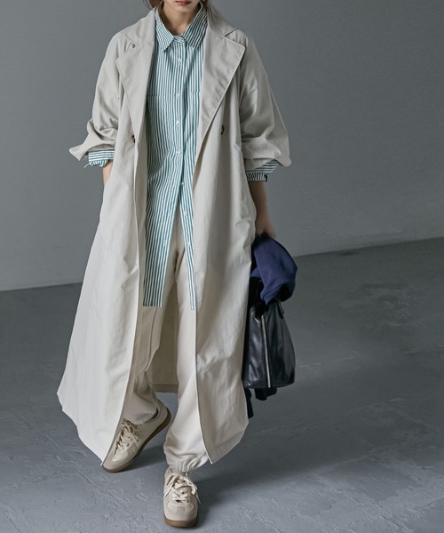 Fashion Letter(ファッションレター)の「ボリュームスリーブバックタックロングトレンチ(トレンチコート・レディース・ブラック/ベージュ/ライトカーキ/アイボリー・M)」の18枚目の写真