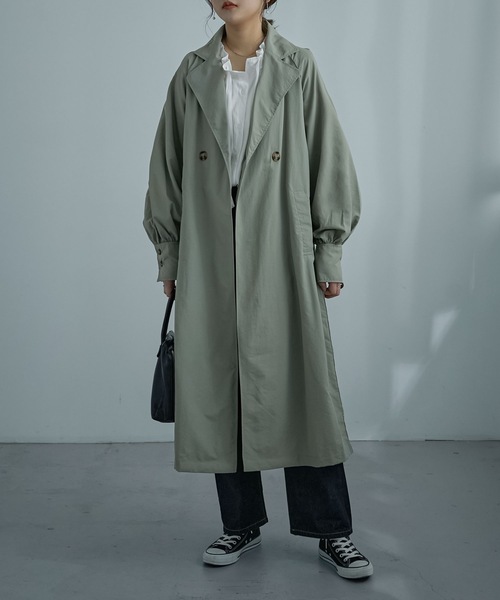 Fashion Letter(ファッションレター)の「ボリュームスリーブバックタックロングトレンチ(トレンチコート・レディース・ブラック/ベージュ/ライトカーキ/アイボリー・M)」の15枚目の写真