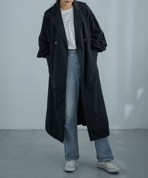 Fashion Letter(ファッションレター)の「ボリュームスリーブバックタックロングトレンチ(トレンチコート・レディース・ブラック/ベージュ/ライトカーキ/アイボリー・M)」の11枚目の写真
