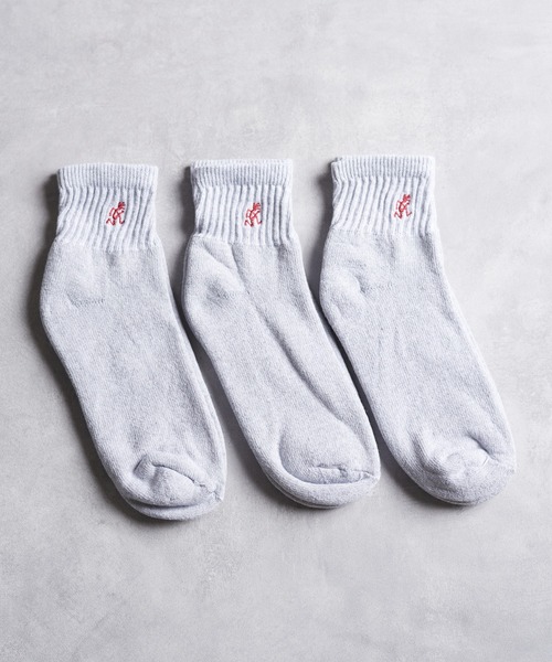 And A（アンドエー）の「GRAMICCI グラミチ / MIU EMB SOCKS ワンポイント刺繍リブソックス（3足セット） / SX-M22（ソックス/靴下・メンズ・グレー/ホワイト・FREE）」の13枚目の写真