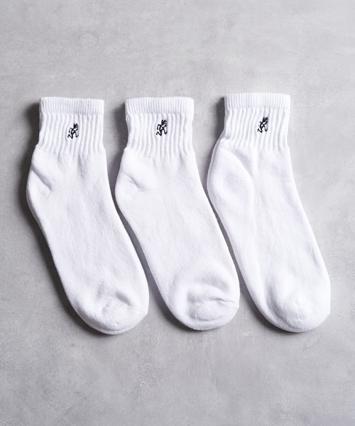 And A（アンドエー）の「GRAMICCI グラミチ / MIU EMB SOCKS ワンポイント刺繍リブソックス（3足セット） / SX-M22（ソックス/靴下・メンズ・グレー/ホワイト・FREE）」の7枚目の写真