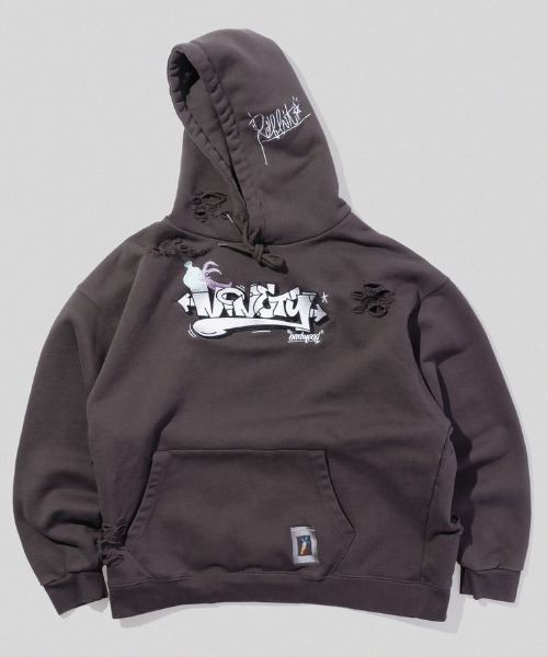 badmood×9090 rabbit パーカー　バッドムード スミ 9090（ナインティナインティ）の「9090×badmood/ナインティナインティ