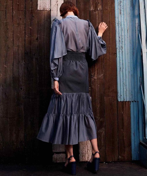 REDYAZEL（レディアゼル）の「コルセットティアードプリーツスカート（スカート・レディース・ベージュ/ネイビー・SMALL/MEDIUM/X-SMALL）」の10枚目の写真