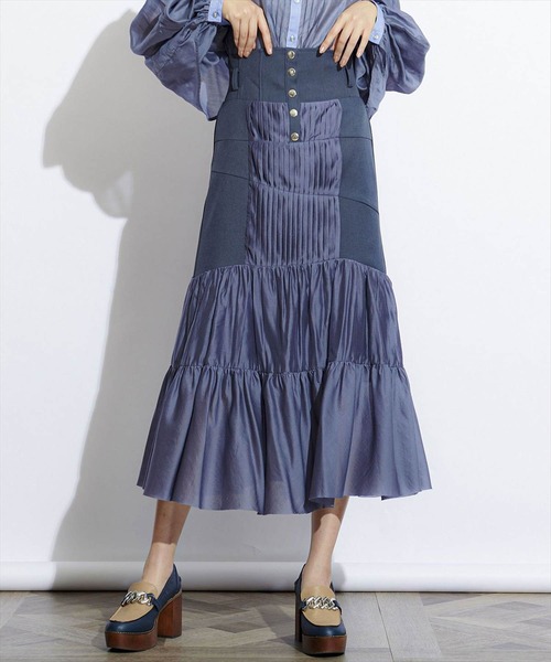 REDYAZEL（レディアゼル）の「コルセットティアードプリーツスカート（スカート・レディース・ベージュ/ネイビー・SMALL/MEDIUM/X-SMALL）」の12枚目の写真