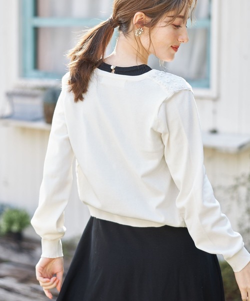 フラワー刺繍レースカーディガン（カーディガン/ボレロ）｜tocco