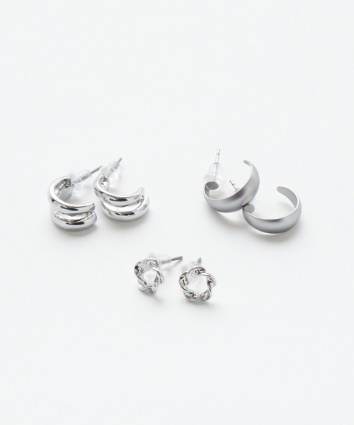 Chaco closet(チャコ クローゼット)の「【3点セット】フープピアス(ピアス(両耳用)・レディース・シルバー/ゴールド・FREE)」の15枚目の写真
