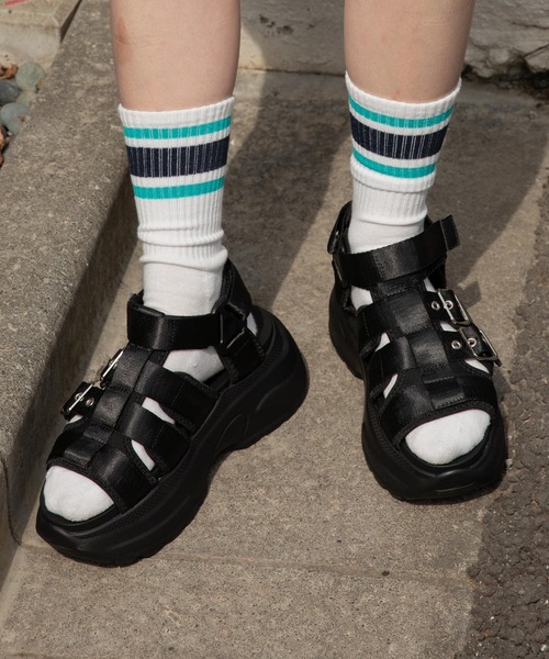 WEGO（ウィゴー）の「WEGO/厚底ベルトスポーツサンダル（サンダル・レディース・ホワイト/ブラック/ベージュ・MEDIUM/LARGE）」の6枚目の写真