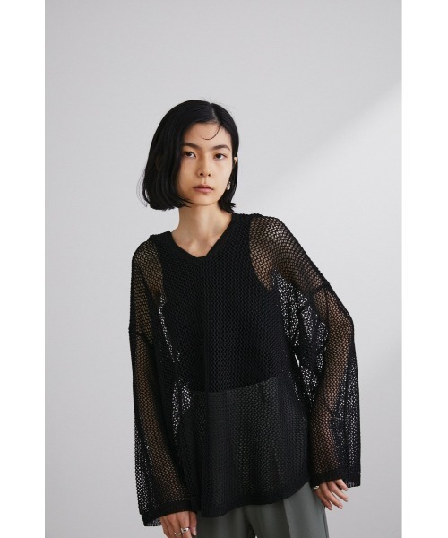 STYLEMIXER(スタイルミキサー)の「リネンニットフーディ(ニット/セーター・レディース・ライトグリーン/ライトベージュ/ブラック・FREE)」の2枚目の写真