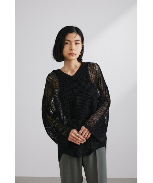 STYLEMIXER(スタイルミキサー)の「リネンニットフーディ(ニット/セーター・レディース・ライトグリーン/ライトベージュ/ブラック・FREE)」の6枚目の写真