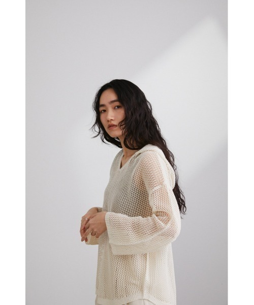 STYLEMIXER(スタイルミキサー)の「リネンニットフーディ(ニット/セーター・レディース・ライトグリーン/ライトベージュ/ブラック・FREE)」の14枚目の写真
