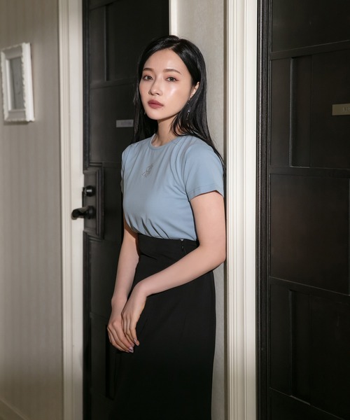 ANDGEEBEE（アンジービー）の「ラインストーンミニT（Tシャツ/カットソー・レディース・ブルー/ホワイト/ブラック・MEDIUM）」の6枚目の写真