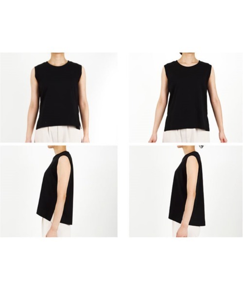 KOBE LETTUCE(コウベレタス)の「シルケットノースリーブトップス(Tシャツ/カットソー・レディース・ブラック/ホワイト・S/M)」の5枚目の写真
