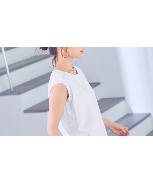 KOBE LETTUCE(コウベレタス)の「シルケットノースリーブトップス(Tシャツ/カットソー・レディース・ブラック/ホワイト・S/M)」の14枚目の写真