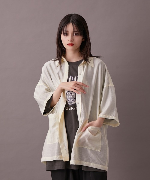 re_k by JUNRED（レクバイジュンレッド）の「【 re_k by JUNRED 】ジャガードシアーハーフスリーブシャツ（シャツ/ブラウス・メンズ・イエロー/ブラック・M/L/S）」の10枚目の写真